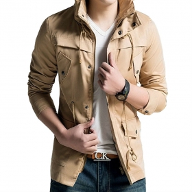 LOCALMODE Men's Fashion New Military Casual Jacket Stand Collar Windbreaker Jacket